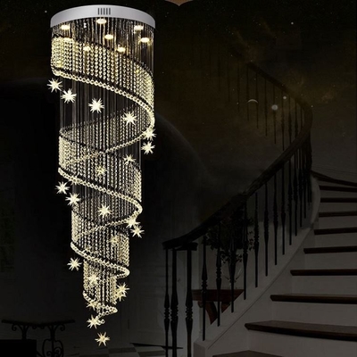실내인 주도하는 샹들리에 가정 장식을 매다는 계단 로비 현대 수정 구슬