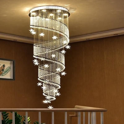 실내인 주도하는 샹들리에 가정 장식을 매다는 계단 로비 현대 수정 구슬
