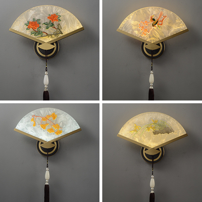 새로운 중국 스타일 동법랑 색상 팬 잎 벽 전등 복도 벽 전등