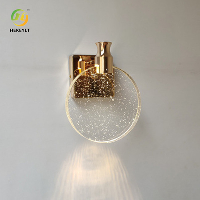 표 거울을 입는 라운드 크리스탈 금 배경 금속 현대 벽 전등