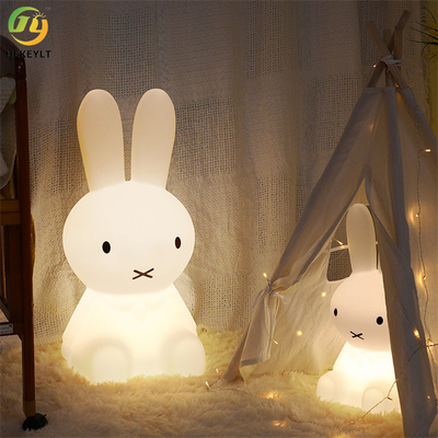 침실을 위한 RGB 광도 조절이 가능한 리모콘 PE 물질 백색 토끼 램프