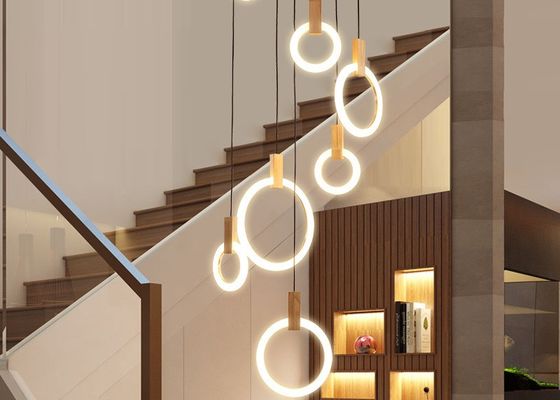 정착물을 밝히는 방 하락 램프를 정찬을 대접하는 현대 써클 아크릴 빌라 계단 호텔